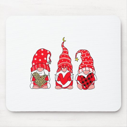 Three Gnomes Holding Heart Leopard Happy Valentine Muismat (Voorkant)