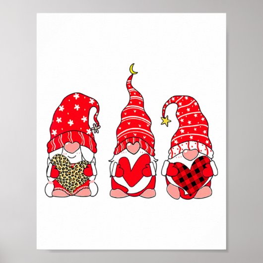 Three Gnomes Holding Heart Leopard Happy Valentine Poster (Voorkant)
