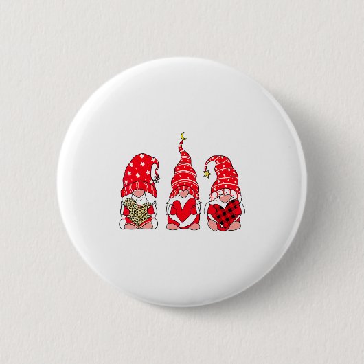 Three Gnomes Holding Heart Leopard Happy Valentine Ronde Button 5,7 Cm (Voorkant)
