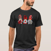 Three Gnomes Holding Hearts Red Plaid Leopard Vale T-shirt (Voorkant)