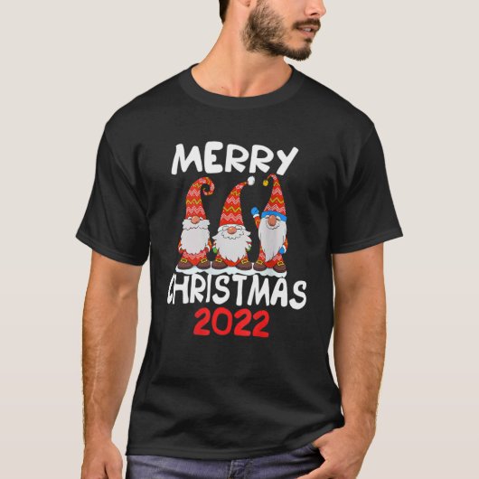 Three Gnomes Matching Family Merry Christmas 2022  T-shirt (Voorkant)