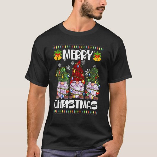 Three Gnomes Matching Family Merry Christmas Tree  T-shirt (Voorkant)
