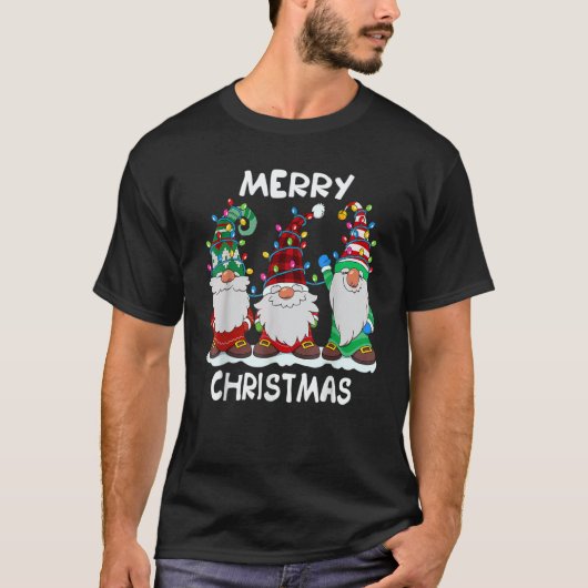 Three Gnomes Matching Family Merry Xmas Buffalo Pl T-shirt (Voorkant)