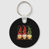 Three Gnomes Men Women Buffalo Plaid Red Christmas Sleutelhanger (Voorkant)