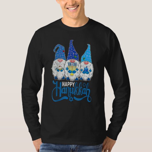 Three Gnomes Menorah Dreidel Hanukkah Chanukah Jew T-shirt (Voorkant)