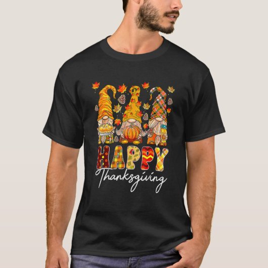 Three Gnomes Pumpkin Fall Season Autumn Happy Than T-shirt (Voorkant)