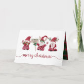 Three Gnomes Reindeer Christmas Family Photo Feestdagen Kaart (Voorkant)