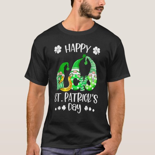 Three Gnomes Shamrock Happy St Patrick's Day Go Lu T-shirt (Voorkant)