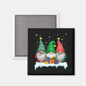 Three Gnomes Tree Lights Men Women Matching Xmas H Magneet (Voorkant / Achterkant)