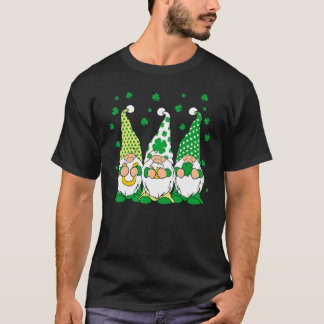 Three Green Irish Gnomes Shamrock Clover St Patric T-shirt