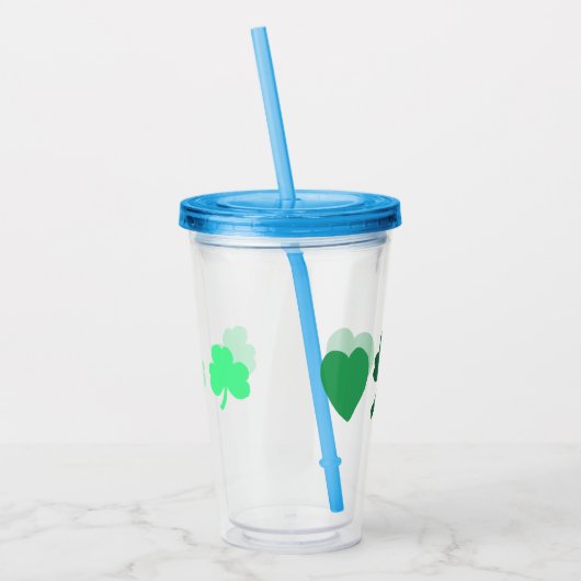 Three Green Shamrock Trinity Acryl Drinkbeker (Links)