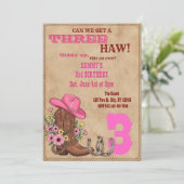 Three Haw Pink, Western 3rd Birthday Kaart (Staand voorkant)