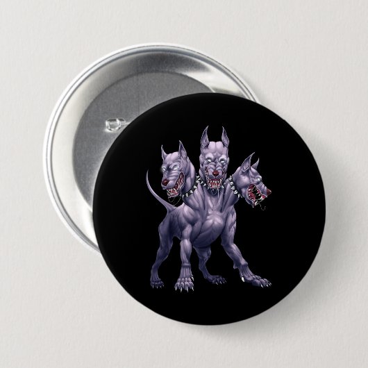Three Headed Dog Cerberus Ronde Button 7,6 Cm (Voorkant /achterkant)