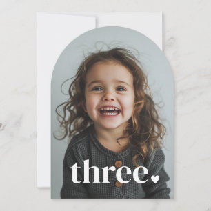 Three Heart Arched Foto 3e Verjaardag Kaart