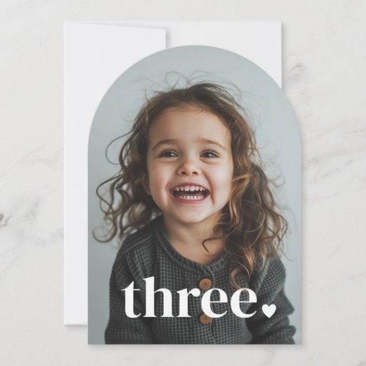 Three Heart Arched Foto 3e Verjaardag Kaart (Voorkant)