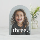 Three Heart Arched Foto 3e Verjaardag Kaart (Staand voorkant)