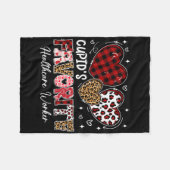 Three Hearts Cupido's Favoriete Zorgverlener Va Fleece Deken (Voorkant (Horizontaal))