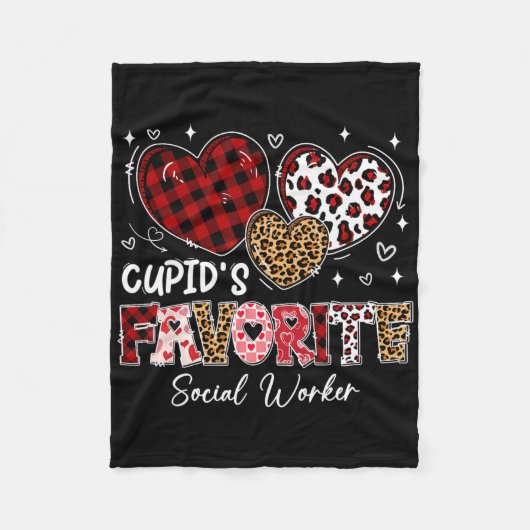 Three Hearts Cupid's Favoriete Maatschappelijk Wer Fleece Deken (Voorkant)