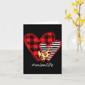 Three Hearts Leopard Buffalo Plaid Mimi Life Valen Kaart (Gele Bloem)