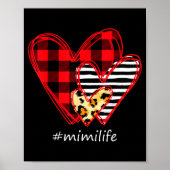 Three Hearts Leopard Buffalo Plaid Mimi Life Valen Poster (Voorkant)