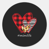 Three Hearts Leopard Buffalo Plaid Mimi Life Valen Ronde Sticker (Voorkant)