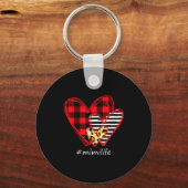Three Hearts Leopard Buffalo Plaid Mimi Life Valen Sleutelhanger (Voorkant)