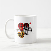 Three Hearts Leopard Buffalo Plaid Valentines Day  Koffiemok (Links)