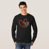 Three Hearts Leopard Buffalo Plaid Valentine's day T-shirt (Voorkant volledig)