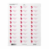 Three Hearts on White with Red Pink Text Etiket (Full Sheet)