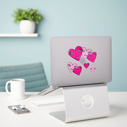 Three Hearts  Sticker (Laptop op bureau)