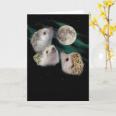 Three Hedgehog Moon Wenskaart Kaart (Gele Bloem)
