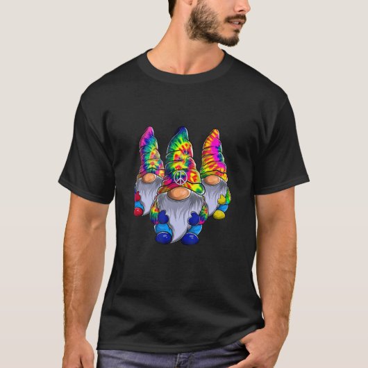 Three Hippie Gnomes Peace Gnome  Retro Tie Diy T-shirt (Voorkant)