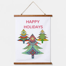 THREE HOLIDAY TREES HANGEND WANDKLEED