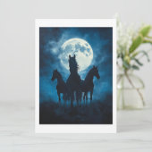 Three Horse Moon Bedankkaart (Staand voorkant)