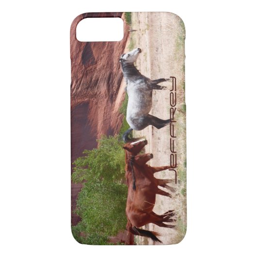 Three Horses Roaming Wild in Canyon, Name Case-Mate iPhone Case (Achterkant)