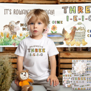 Three-i-e-i-o 3e Verjaardag Boerderij Kwekerij Rhy Kinder Shirts