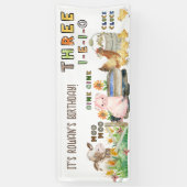 Three-i-e-i-o 3e Verjaardag Boerderij Themafeest Spandoek (Verticaal)