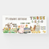 Three-i-e-i-o 3e Verjaardag Boerderij Themafeest Spandoek (Horizontaal)