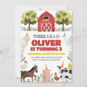 Three-I-E-I-O Boerderij Uitnodiging 3e Verjaardag (Voorkant)