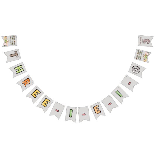 Three-i-e-i-o Boerderijdieren 3e verjaardag Vlaggetjes (Alle)