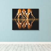 Three Impala Drink Together at Night Canvas Afdruk (Insitu (Houten vloer))