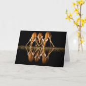 Three Impala Drink Together at Night Kaart (Gele Bloem)