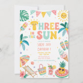 Three in the Sun 3e verjaardag Beach Party Kaart (Voorkant)