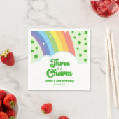 Three Is A Charm Rainbow 3de Verjaardagsfeestje Servet (Insitu)