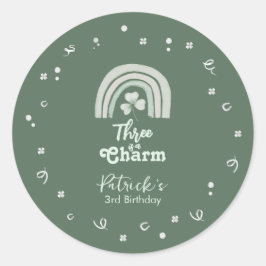Three Is A Charm Shamrock Any Age Birthday Ronde Sticker