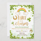 Three Is A Charm St Patrick's 3rd Birthday Party Kaart (Voorkant)