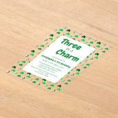 Three Is A Charm St Patrick's Day 3rd Birthday Acryl Uitnodigingen (Laagn)