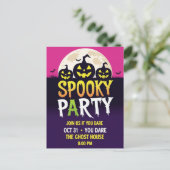 Three Jack O'Lantern Spooky Party Feestdagenkaart (Staand voorkant)