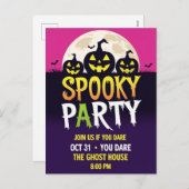 Three Jack O'Lantern Spooky Party Feestdagenkaart (Voorkant / Achterkant)