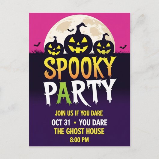 Three Jack O'Lantern Spooky Party Feestdagenkaart (Voorkant)